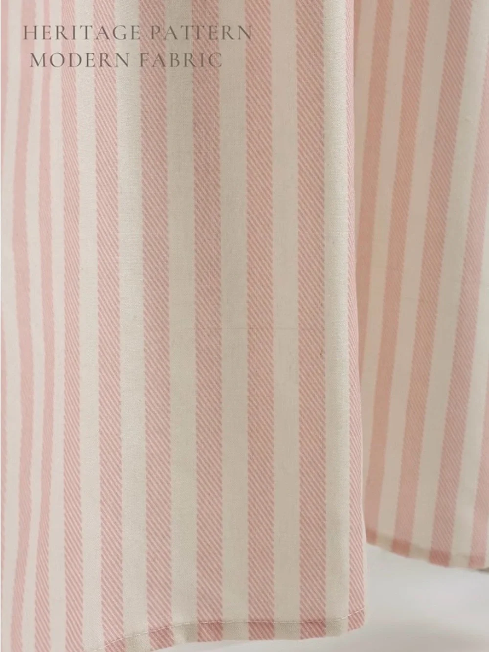 Pink Striped Tie-Top Shower Curtain - Soft Bath Fabric